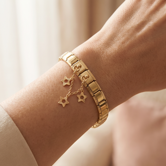 Seestern Doppelcharm am Italian Charm Armband getragen Beach-Look
