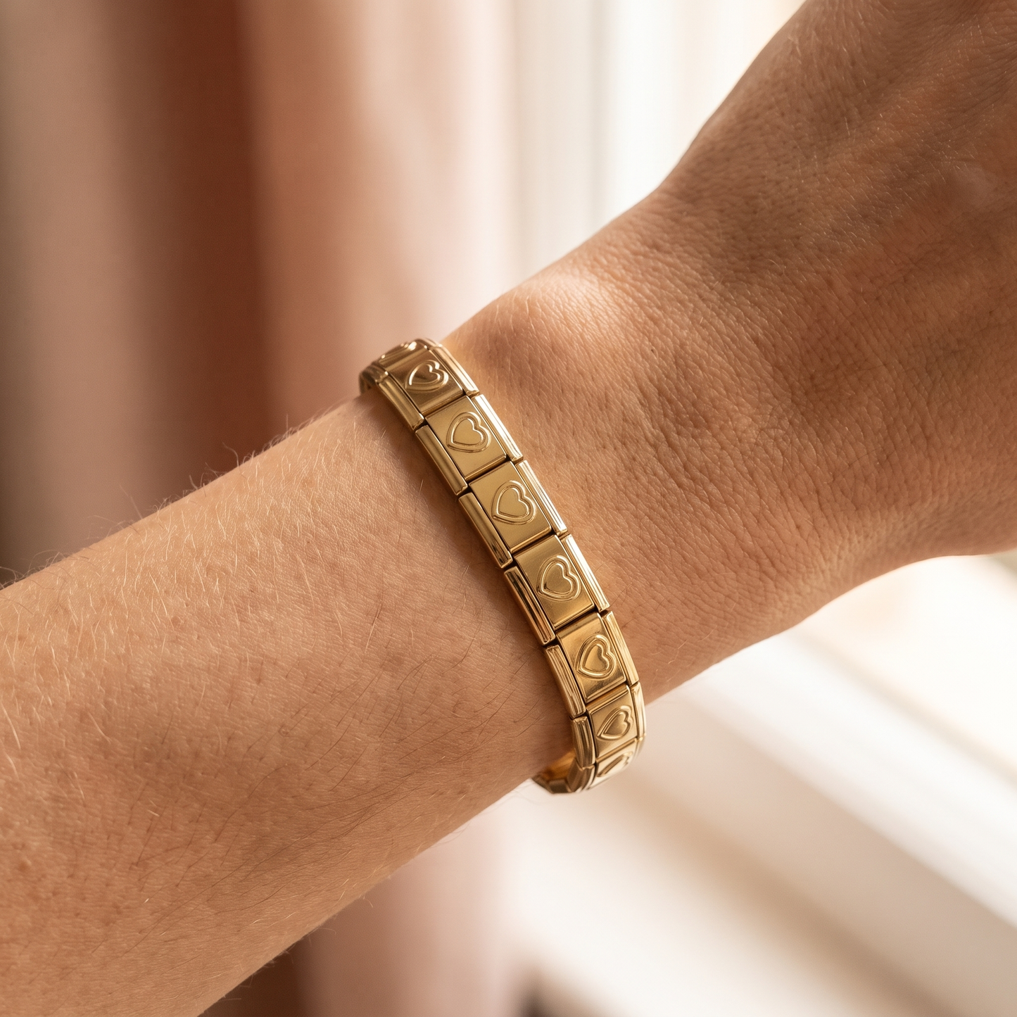 Italian Charm Armband Gold Herz Motiv Edelstahl | NovoCharm