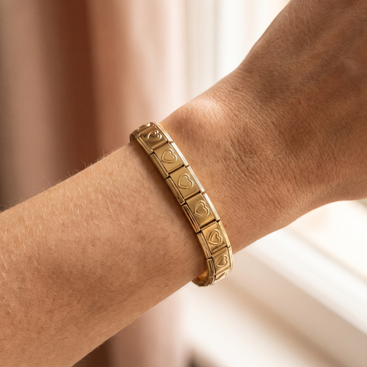 Italian Charm Armband Gold Herz Motiv Edelstahl | NovoCharm