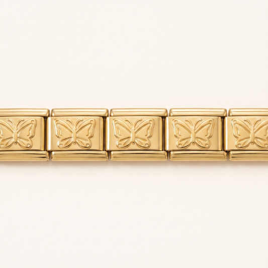 Italian Charm Armband Gold Schmetterling Motiv Edelstahl | NovoCharm