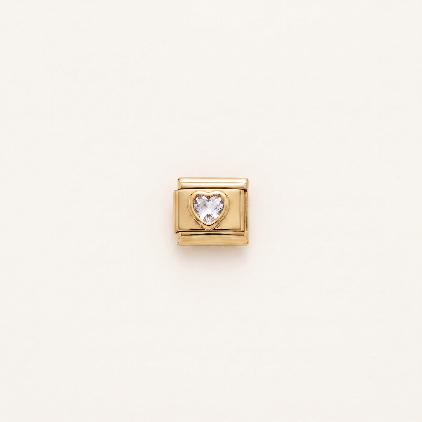 Italian Charm Weißes Herz Bridal Zart und Minimal Edelstahl Gold