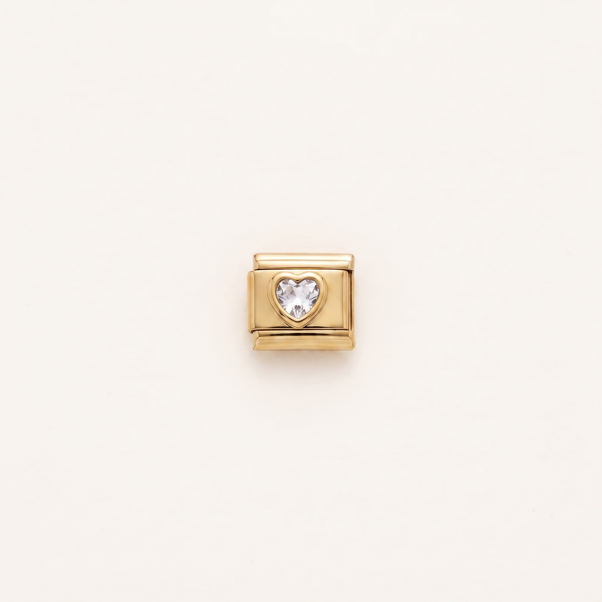 Italian Charm Weißes Herz Bridal Zart und Minimal Edelstahl Gold