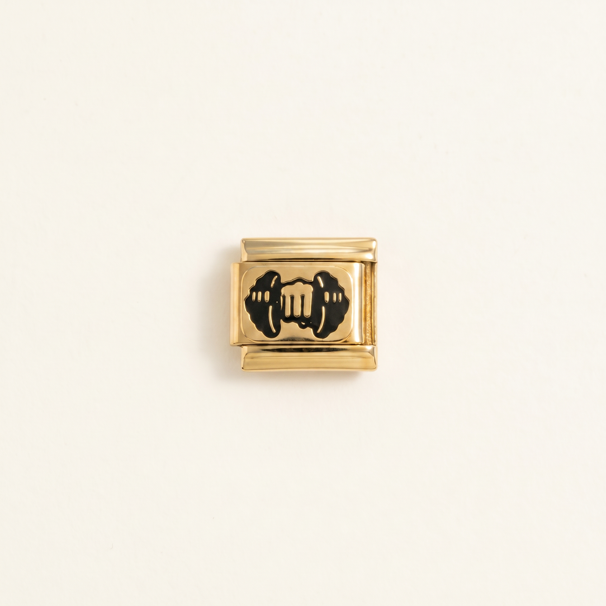 Italian Charm Hantel Girl Power Fitness-Symbol auf goldenem Edelstahl-Glied