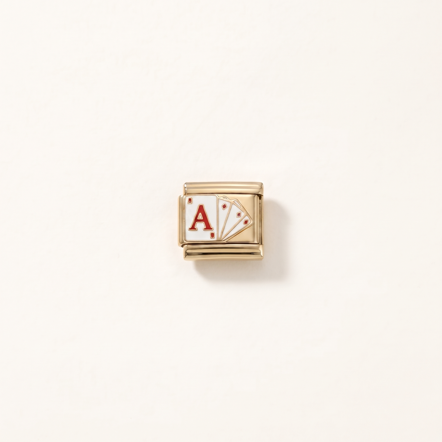 Italian Charm Spielkarte Ass Karo Lucky Card Edelstahl Gold