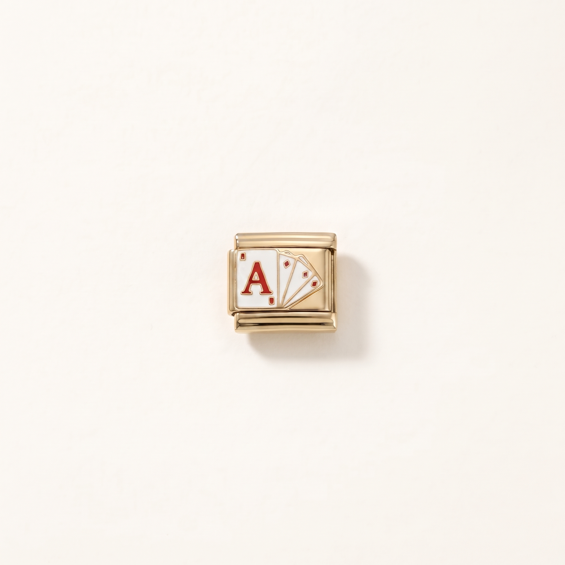 Italian Charm Spielkarte Ass Karo Lucky Card Edelstahl Gold