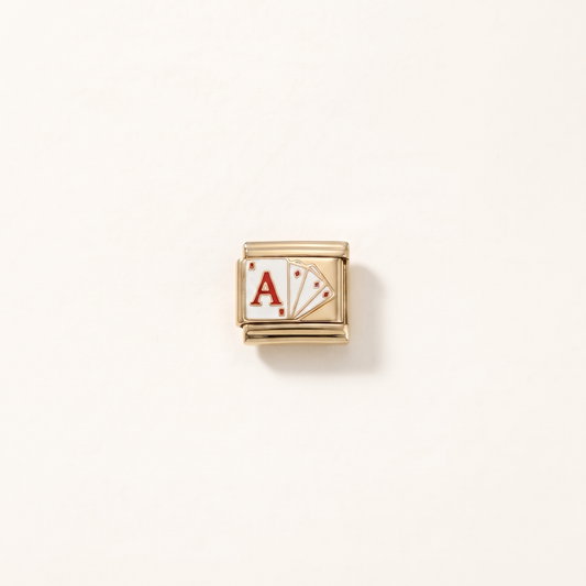 Italian Charm Spielkarte Ass Karo Lucky Card Edelstahl Gold