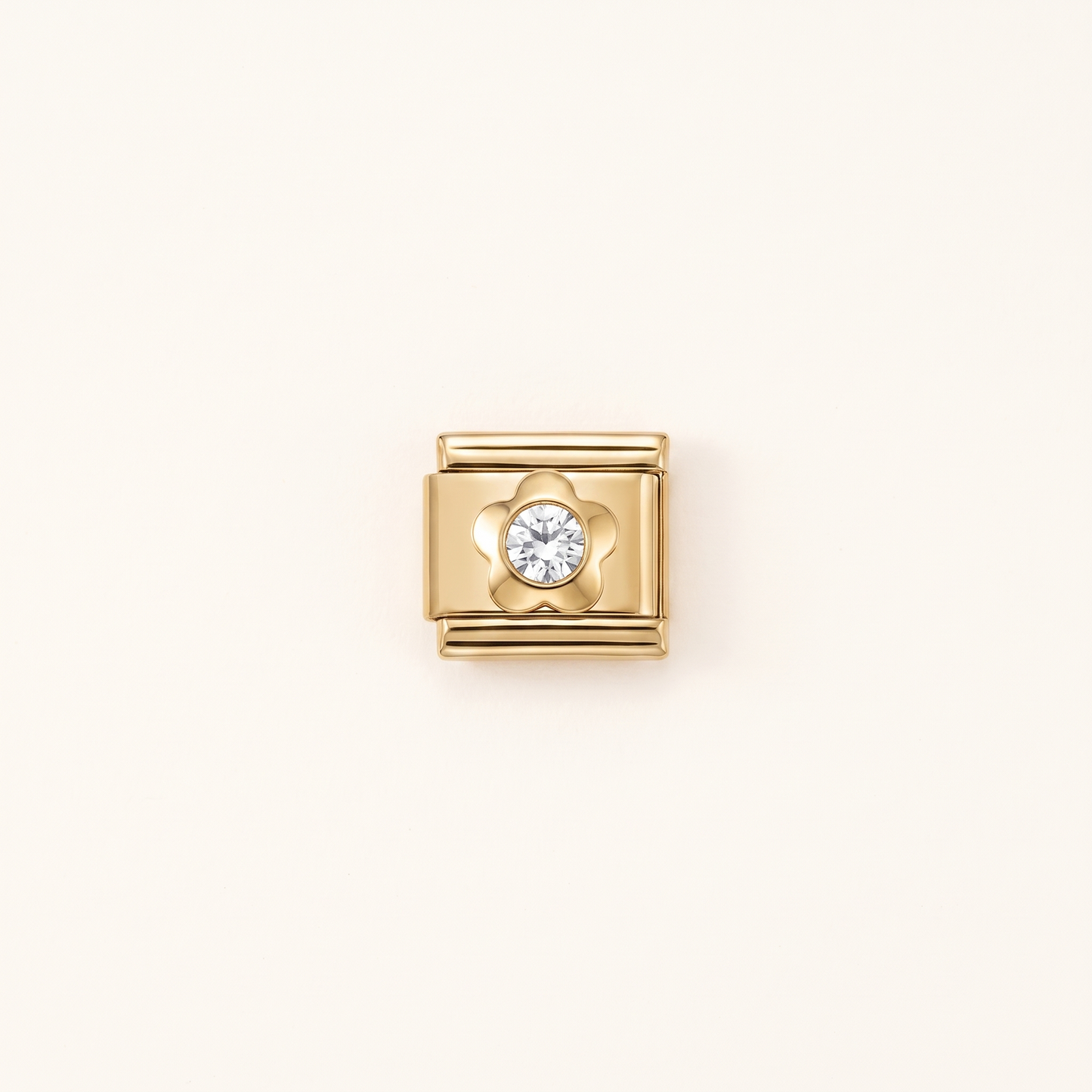 Italian Charm Weiß Glänzendes Herz Bridal Minimal auf goldenem Edelstahl-Glied