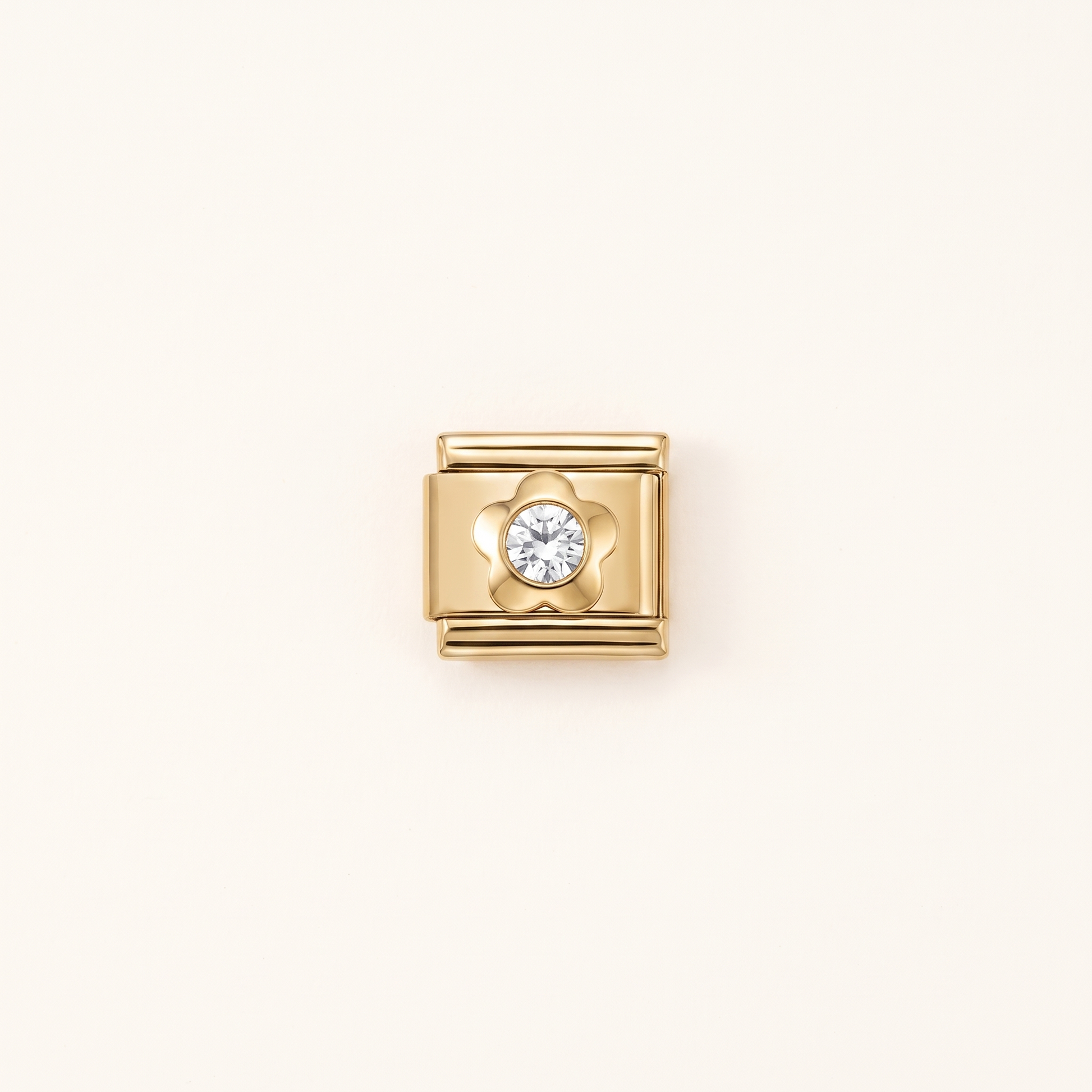 Italian Charm Weiß Glänzendes Herz Bridal Minimal auf goldenem Edelstahl-Glied