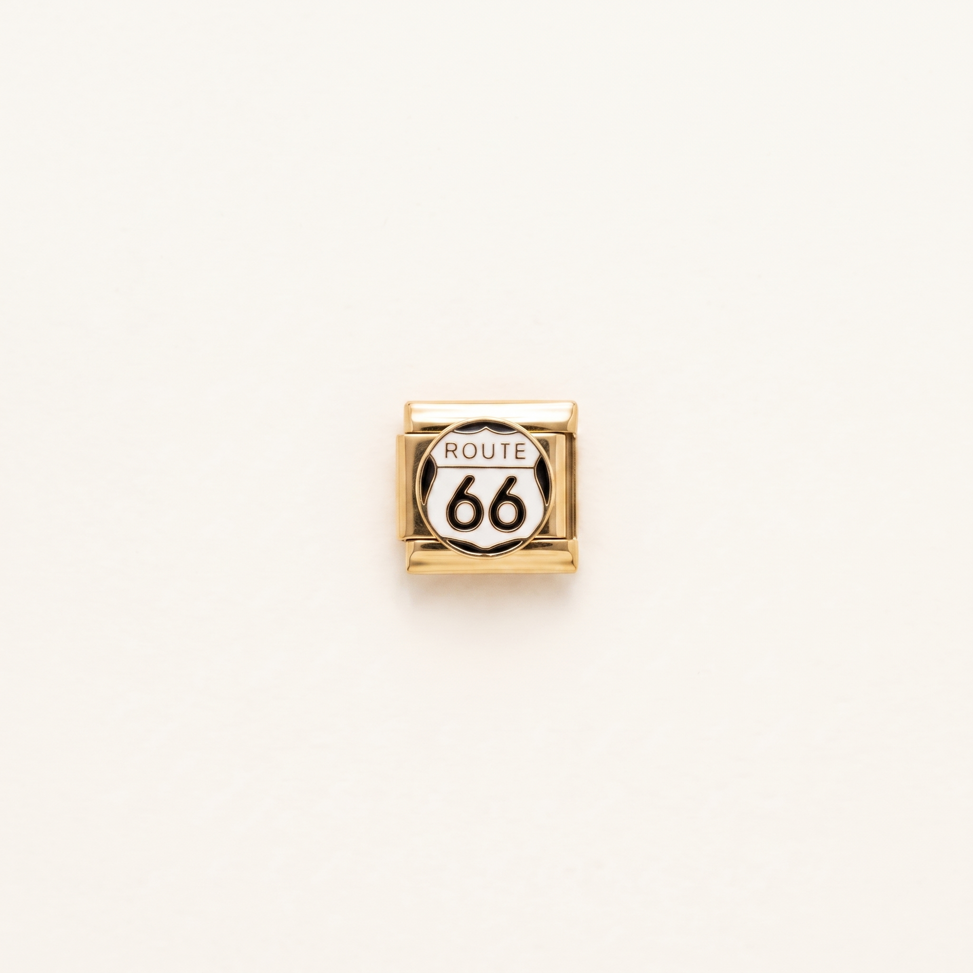Italian Charm Route 66 US Highway Schild Motiv auf goldenem Edelstahl-Glied