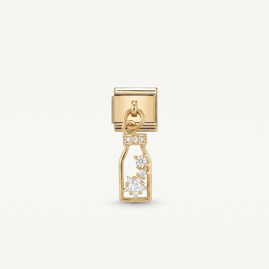 Italian Charm Flasche Anhänger Party Dangle auf goldenem Edelstahl
