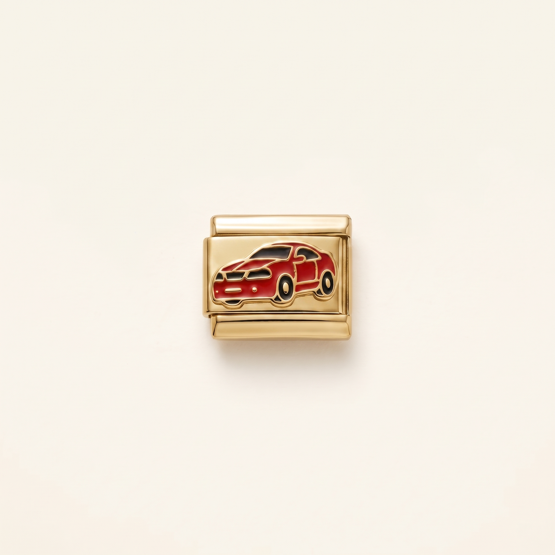 Italian Charm Rotes Auto Sportwagen Street Style Edelstahl Gold