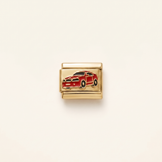 Italian Charm Rotes Auto Sportwagen Street Style Edelstahl Gold