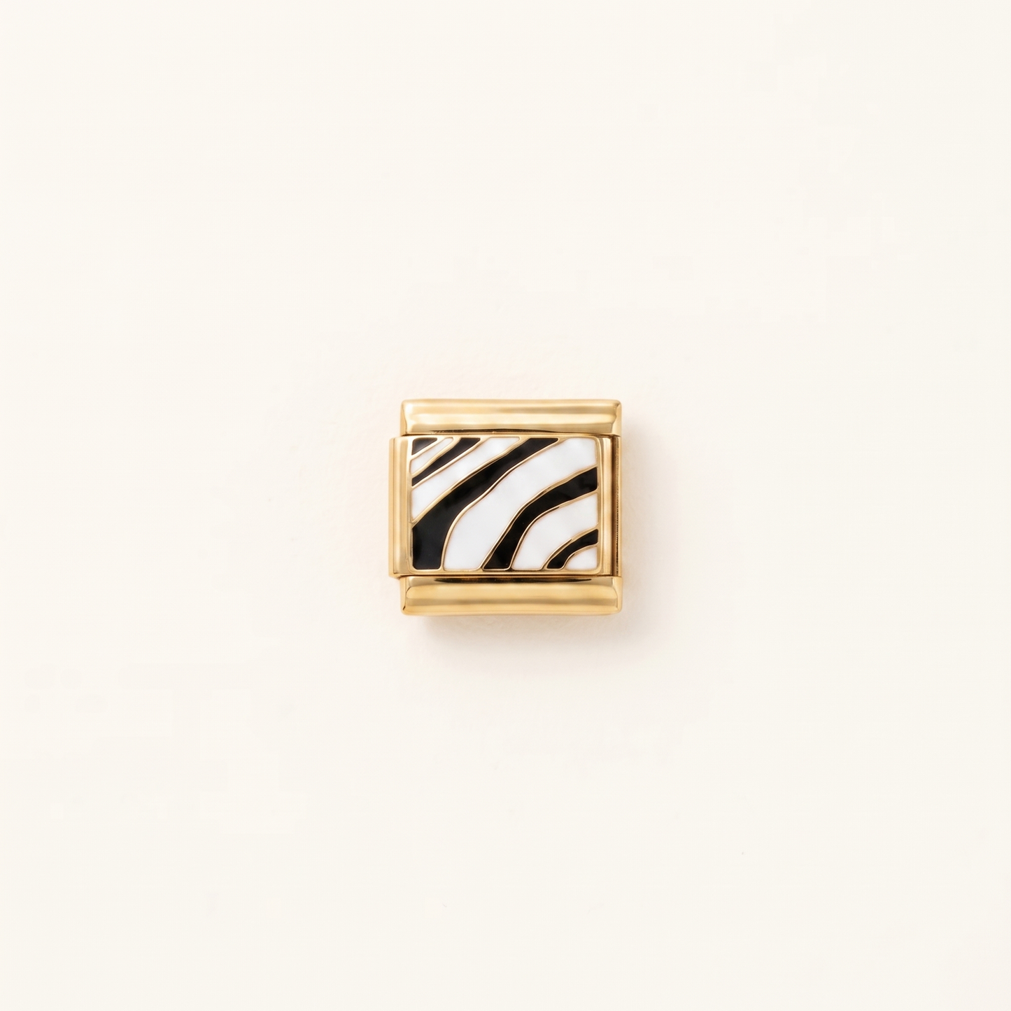Italian Charm Zebra Animal Print Streifen Motiv auf goldenem Edelstahl-Glied