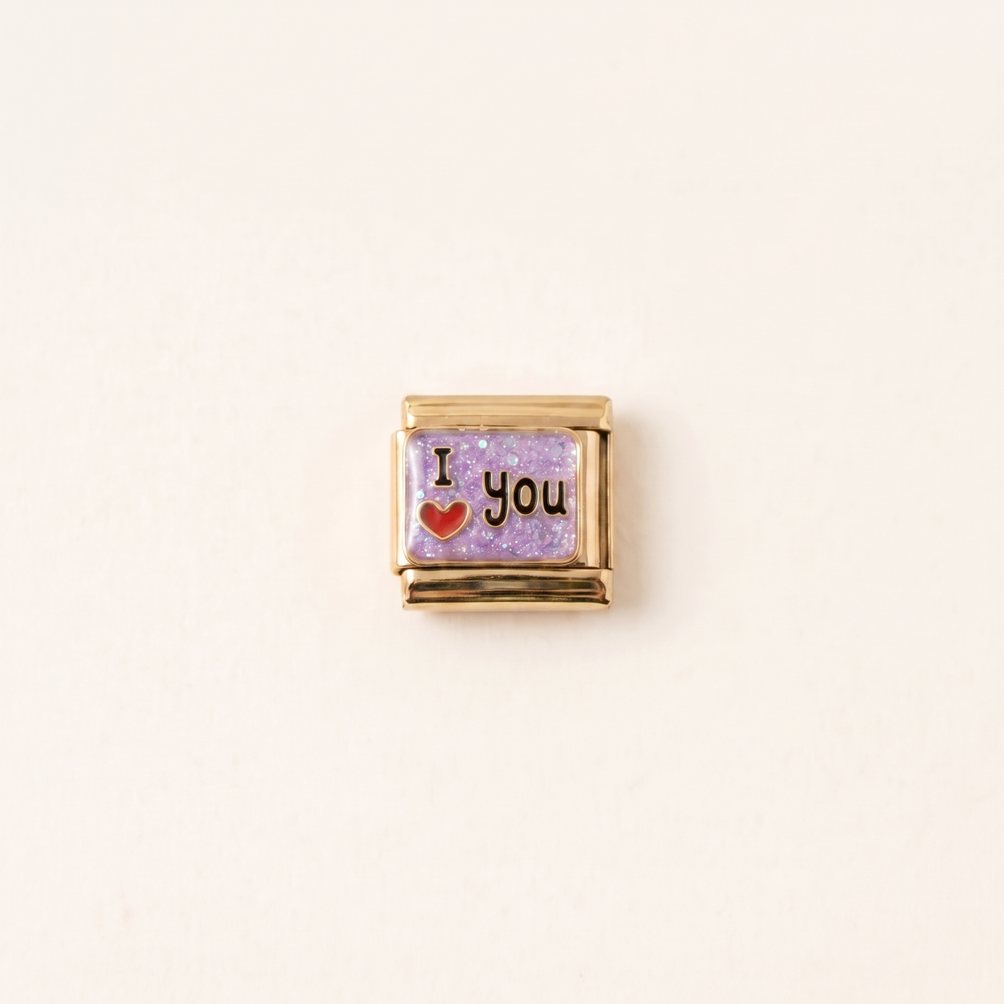 Italian Charm I Love You Schriftzug Romantik Edelstahl Gold
