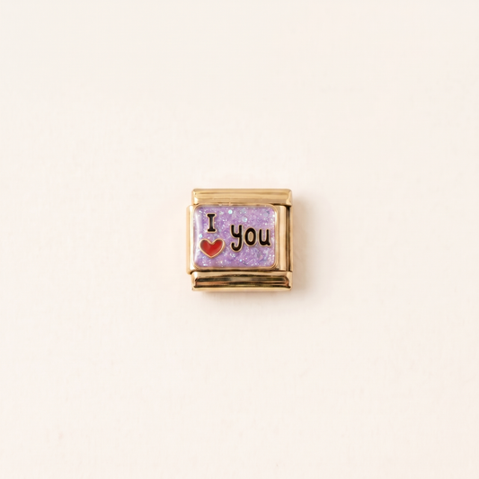 Italian Charm I Love You Schriftzug Romantik Edelstahl Gold