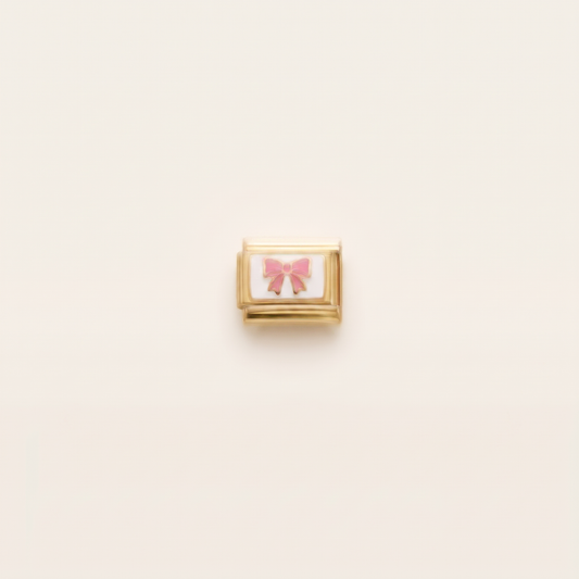 Italian Charm Schleife Coquette Bow Romantik Edelstahl Gold