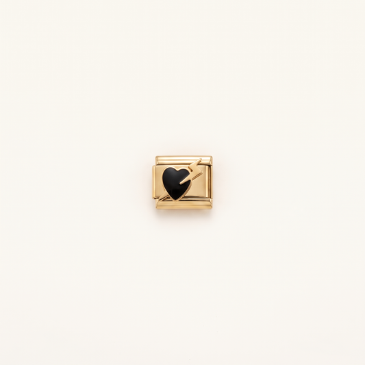 Italian Charm Pfeil Herz Romantisches Amor Motiv auf goldenem Edelstahl