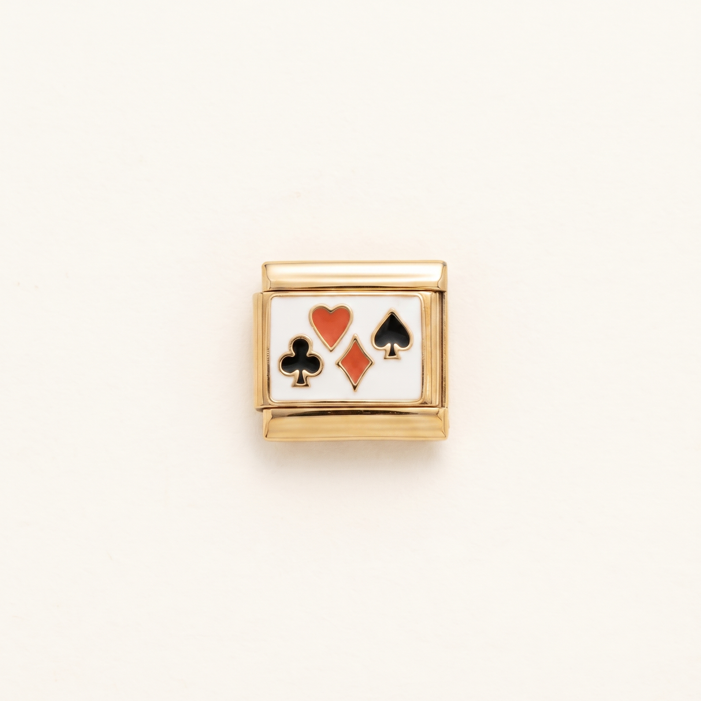 Italian Charm Kartensymbole Kreuz Caro Pik Herz auf goldenem Edelstahl