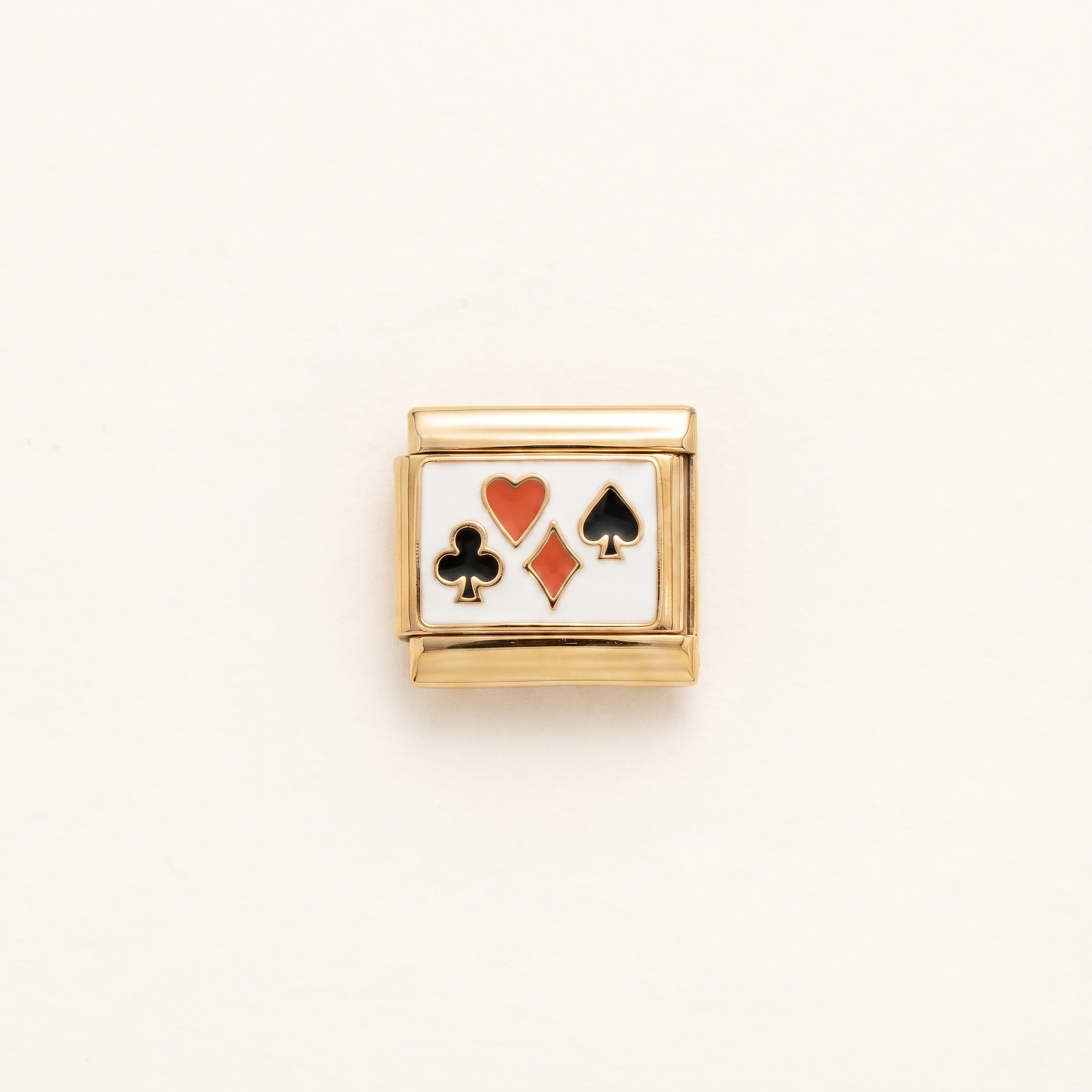 Italian Charm Kartensymbole Kreuz Caro Pik Herz auf goldenem Edelstahl