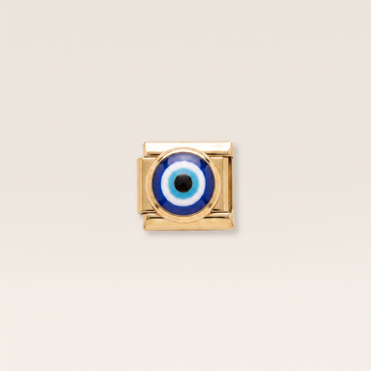 Italian Charm Blaues Auge Nazar Schutzsymbol Edelstahl Gold