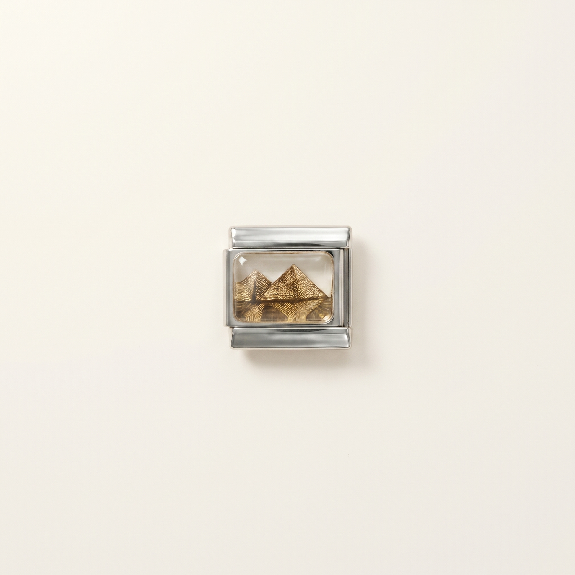 Italian Charm Pyramide Ägypten Mystery-Symbol auf goldenem Edelstahl-Glied