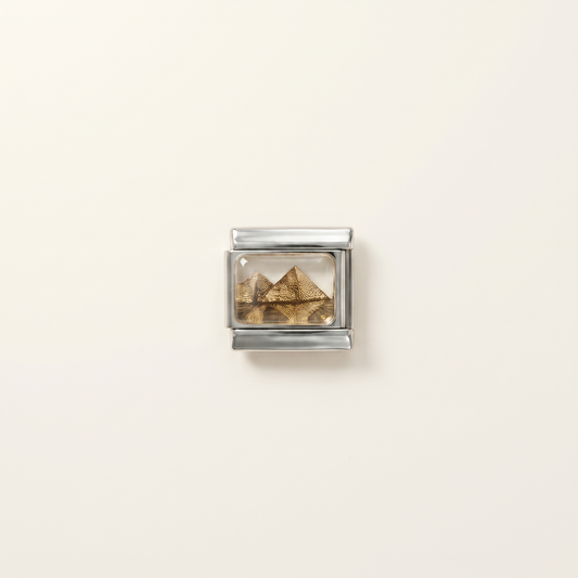Italian Charm Pyramide Ägypten Mystery-Symbol auf goldenem Edelstahl-Glied