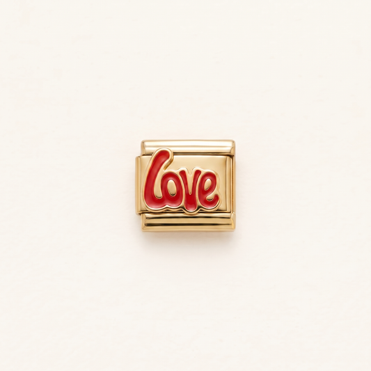 Italian Charm Love Glitzer Statement Edelstahl Gold