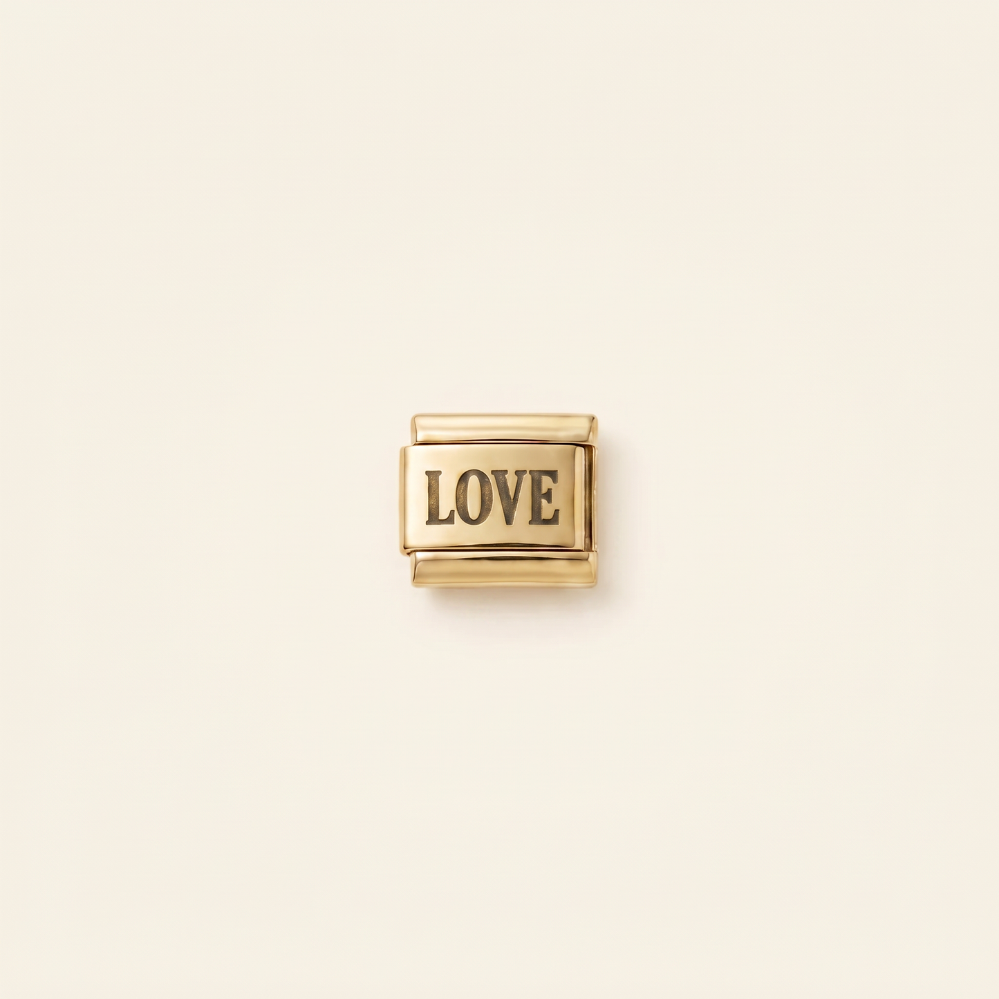 Italian Charm Love Schriftzug Statement-Motiv auf goldenem Edelstahl-Glied