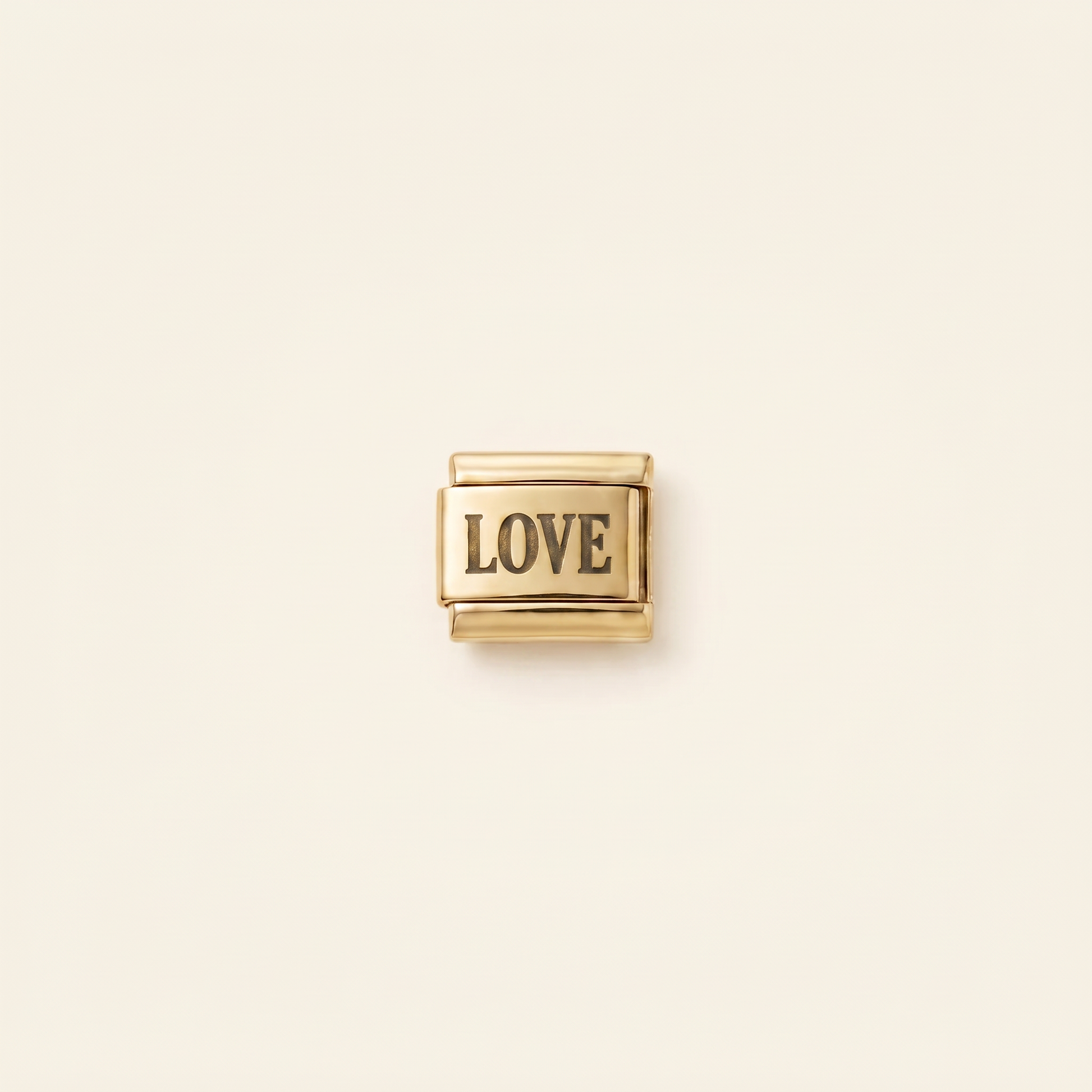 Italian Charm Love Schriftzug Statement-Motiv auf goldenem Edelstahl-Glied