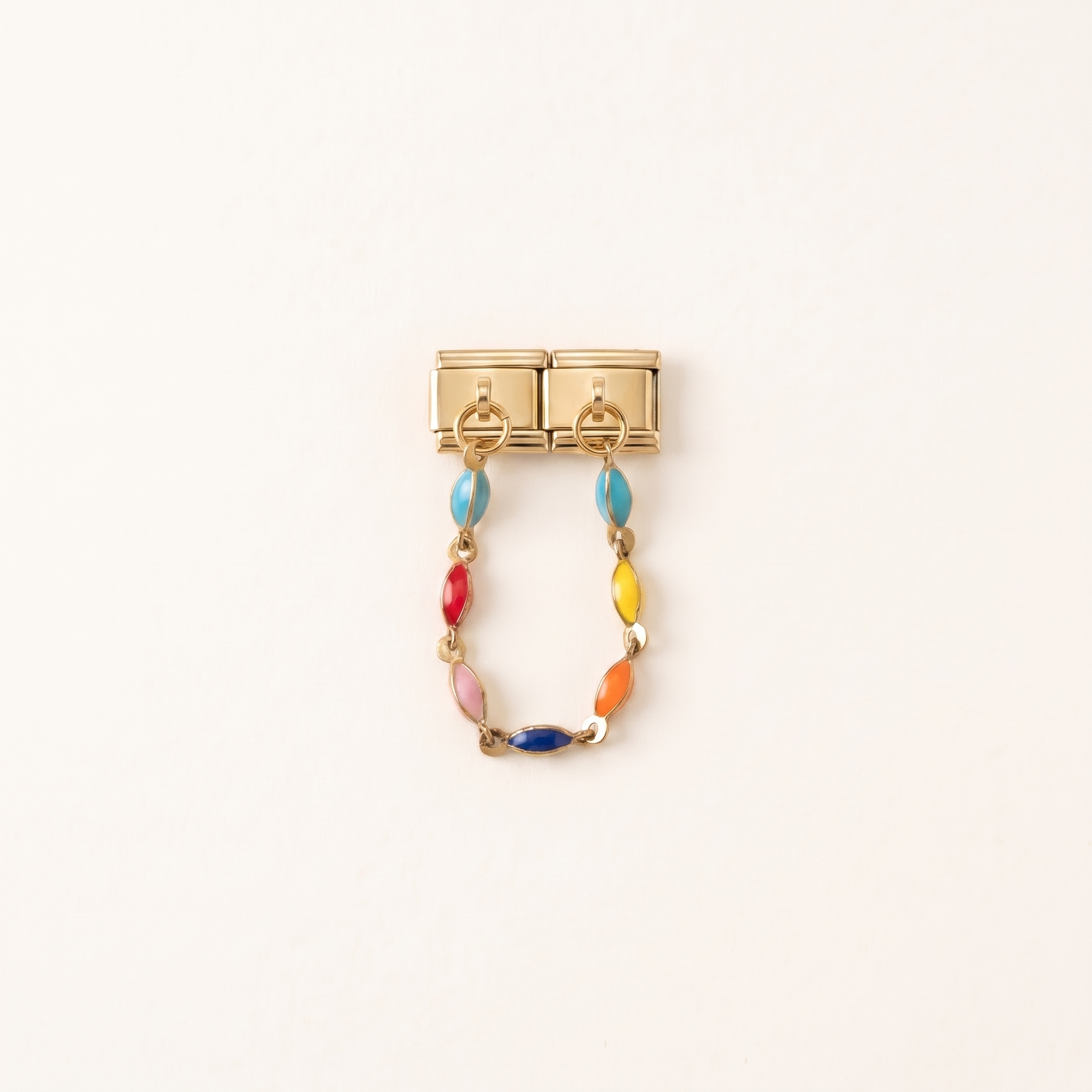 Italian Charm Doppelcharm Regenbogen Steine Pride Centerpiece auf goldenem Edelstahl