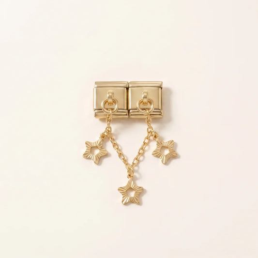 Italian Charm Seestern Band Doppelcharm maritime Seesterne auf goldenem Edelstahl